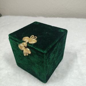 Celebration Green Royal Velvet Box With  Satin Lining Padded Gold Rope Closure